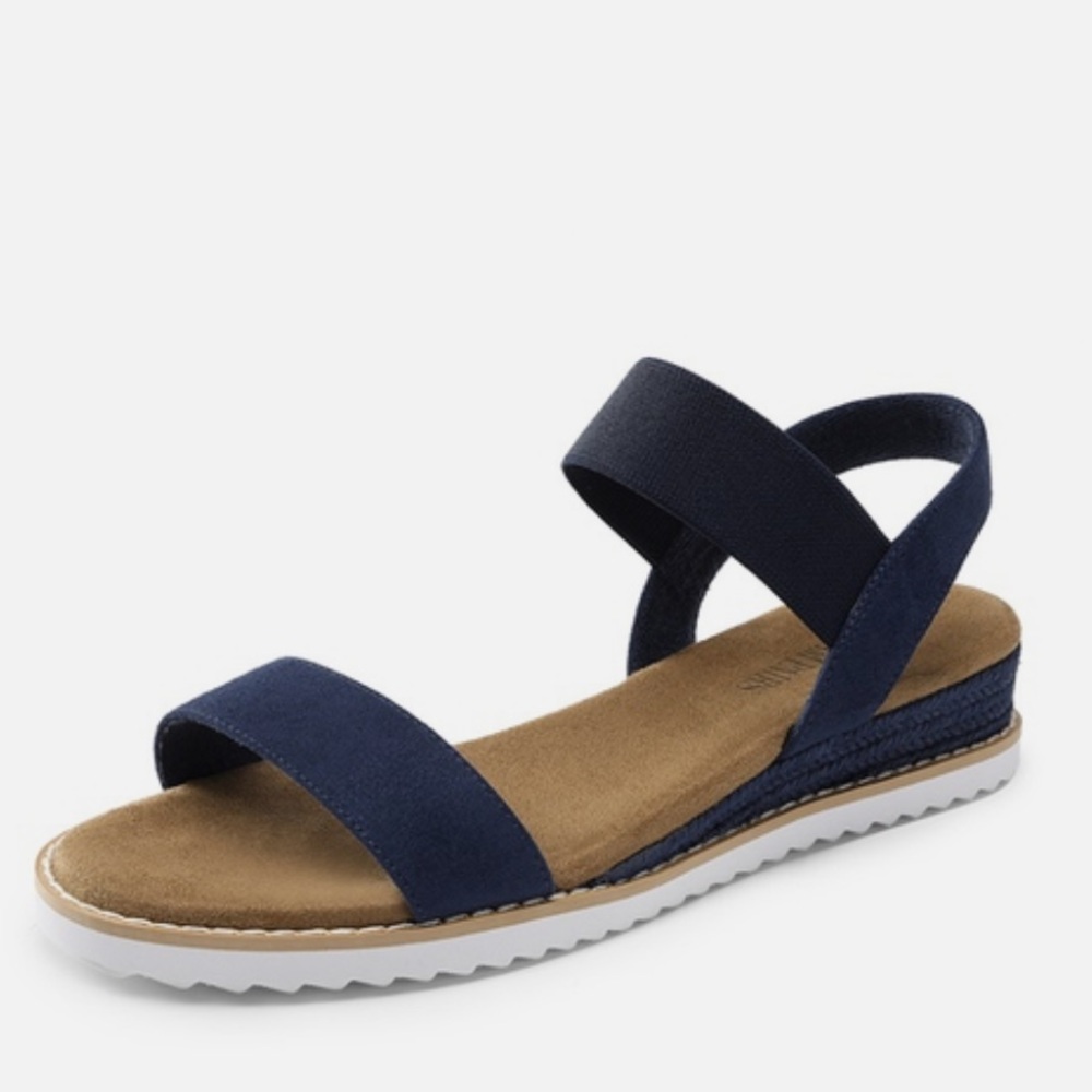 Navy and White Wedge Sandals